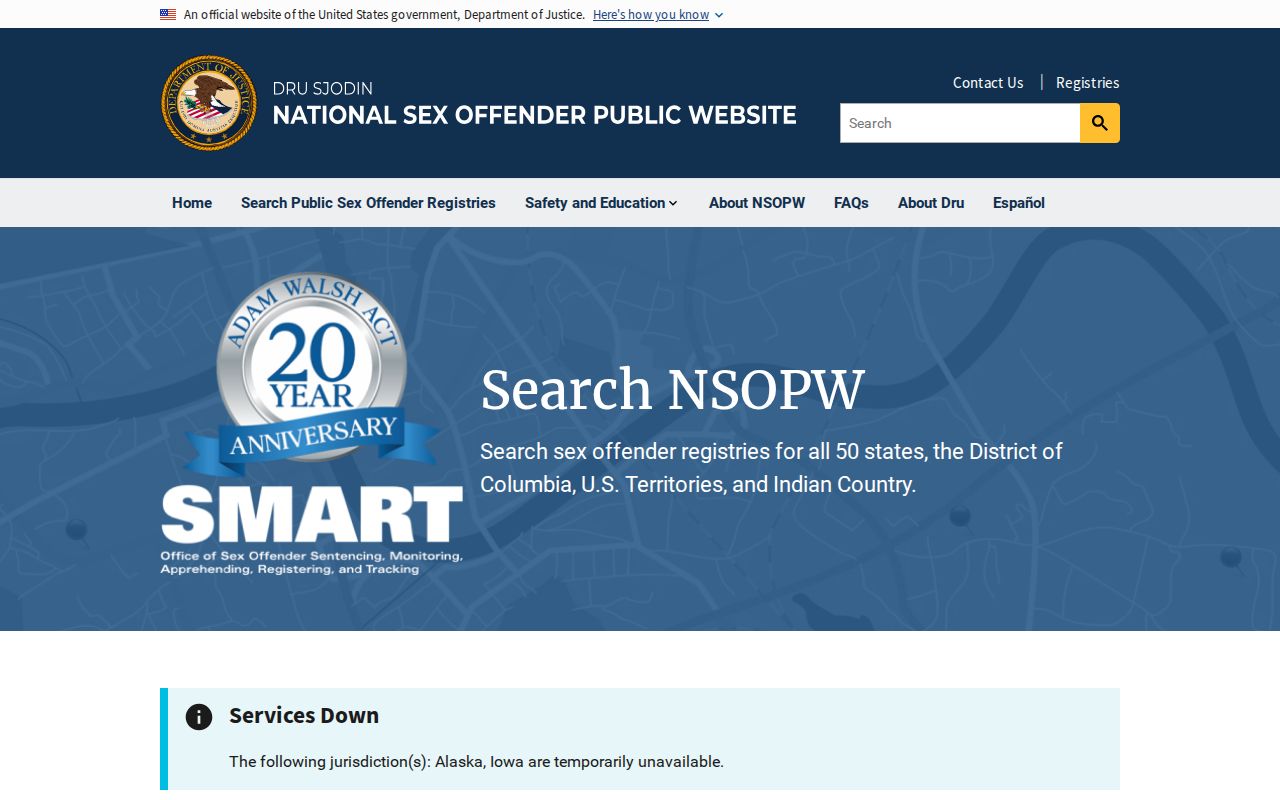 National public registry search supporting a Louisa County sex offender check