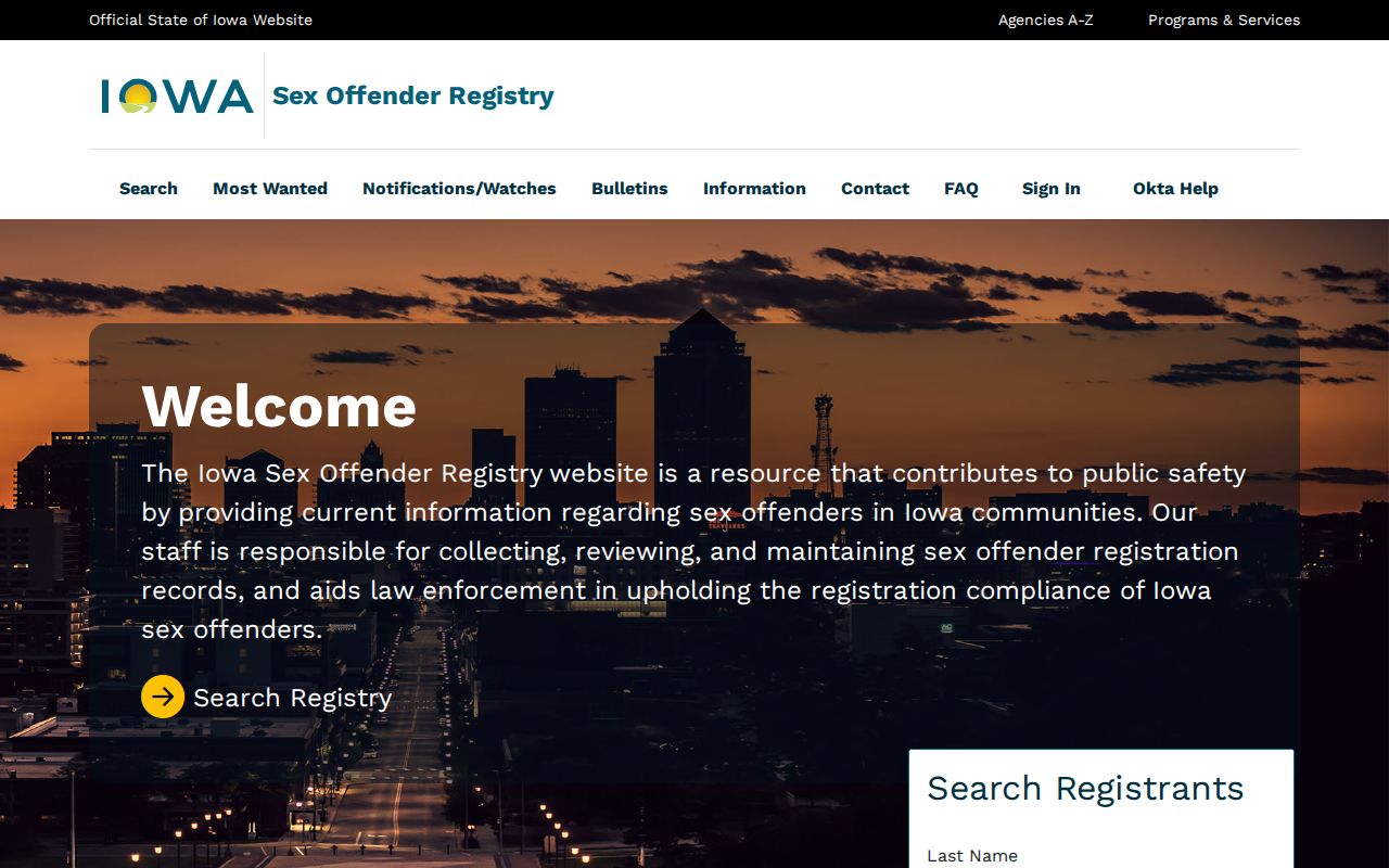 Official Iowa registry search for a Louisa County sex offender check